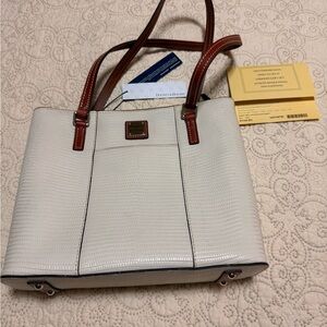 Dooney & Bourke Cream and Brown Shoulder Bag